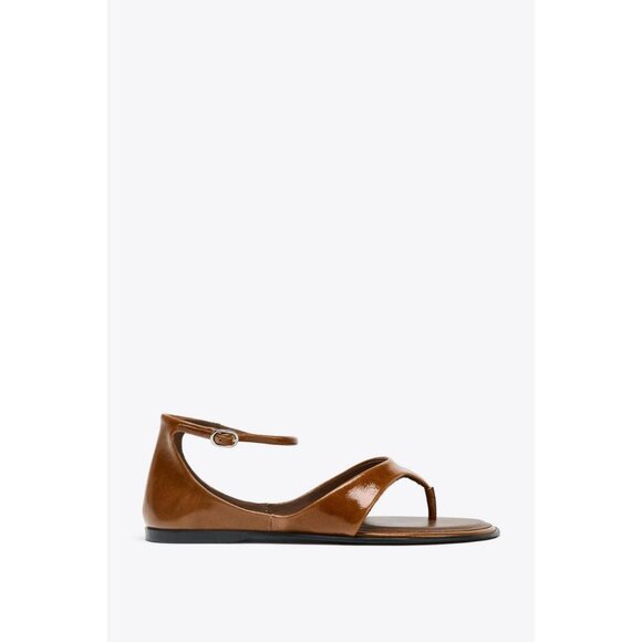 ZARA LEATHER TOE POST SANDALS - Picture 3 of 5